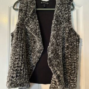 Nanette Lepore Faux Fur Vest in Black and Gray